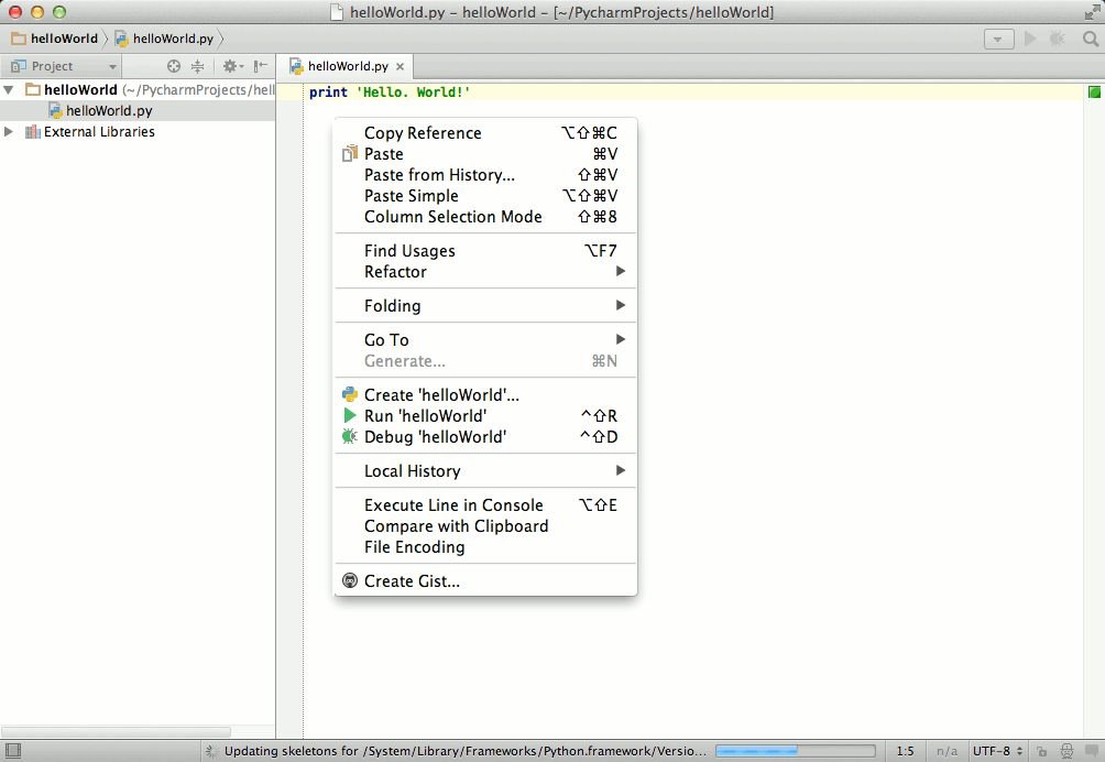 How to Install PyCharm Python IDE on macOS 10.9 Mavericks - PyCharm Running File