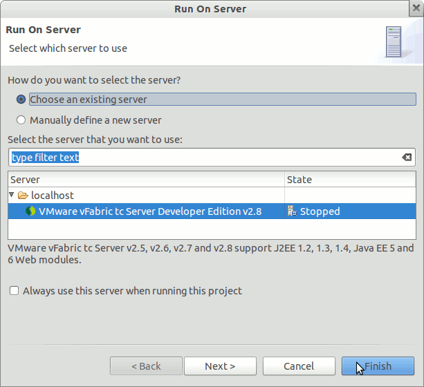 Spring-Tool on Fedora - Run Hello World on VMware VFabric Tc Server