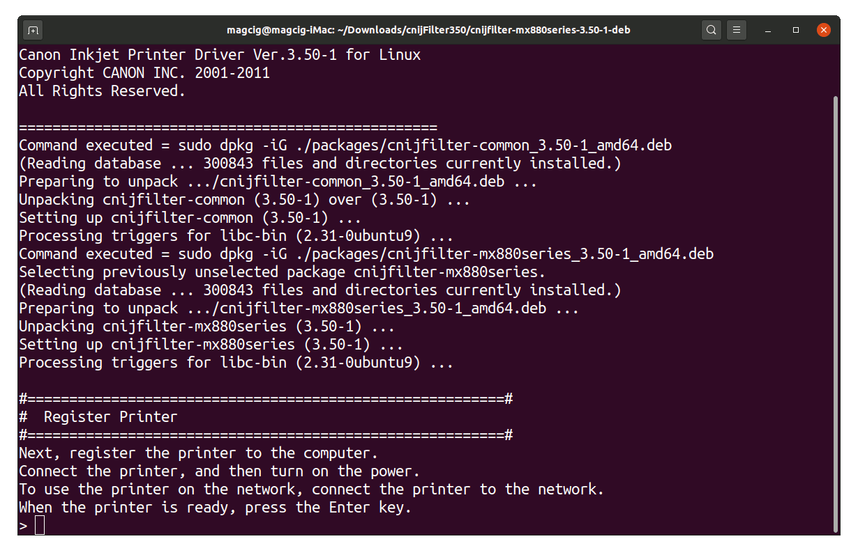 How to Install Canon PIXMA MG3650 Driver Ubuntu 17.10 - Installing