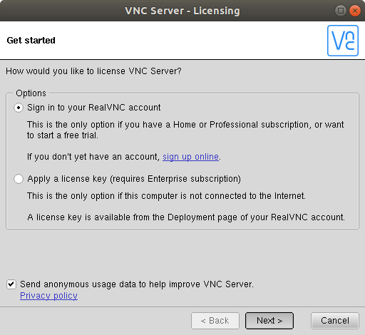 How to Quick Start with RealVNC Server and Viewer on Linux - Sign In RealVNC Acccount