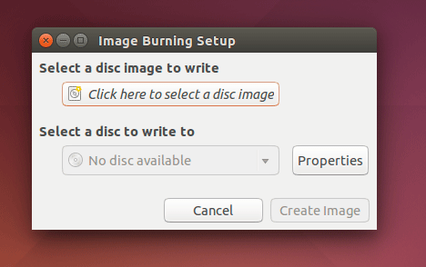 Burning ISO to Disk on Ubuntu 16.10 Yakkety - Brasero Create Image