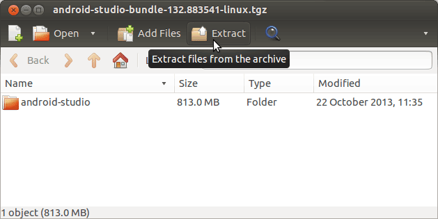 Linux Lubuntu Install Android Studio IDE Archive Extraction
