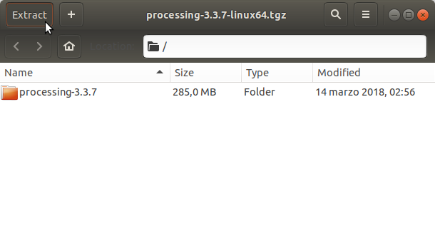 Quick-Start Processing 3 on Lubuntu 14.04 Trusty - Extract Processing