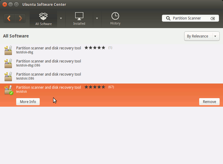 Ubuntu 14.04 Trusty Installing TestDisk for Partition/Disk Recovery - Ubuntu Software Center Search