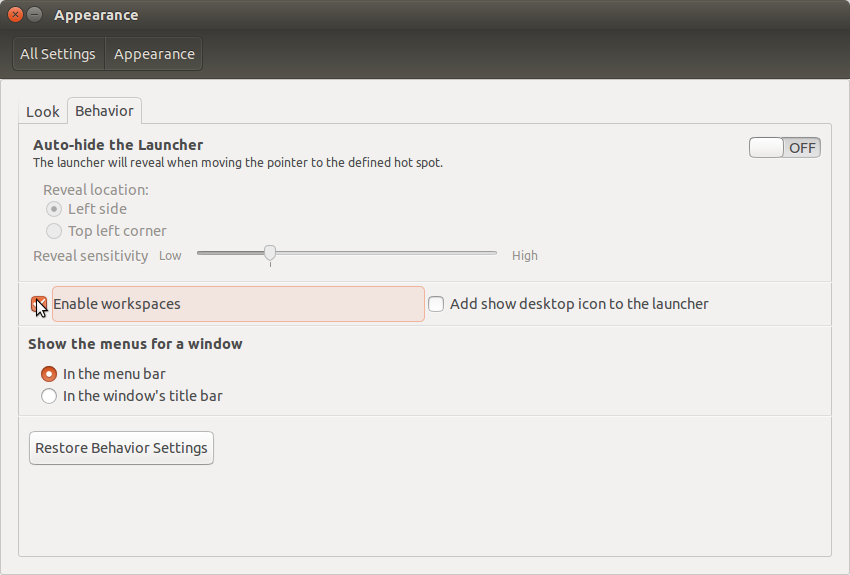 Switching Between Workspaces Ubuntu 15.10 Wily - Ubuntu Settings Show Workspaces