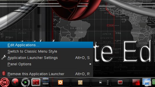 Linux Ultimate Edition KDE4 Edit Main Menu
