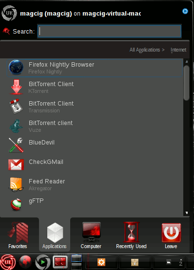 Linux Ultimate Edition 3.5 KDE4 New Launcher on Desktop