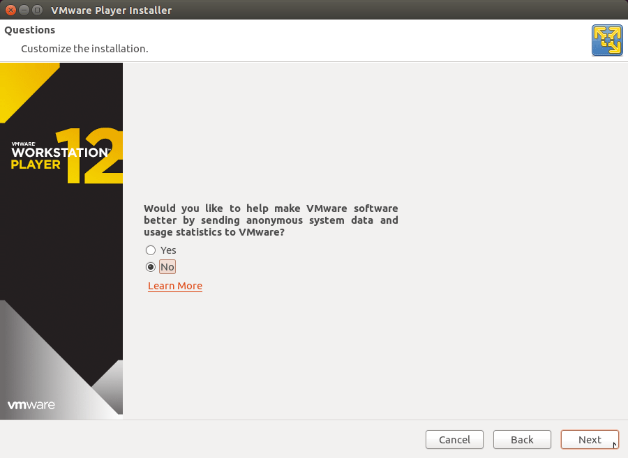 Installing VMware Workstation Player 12 for Oracle Linux - Help
