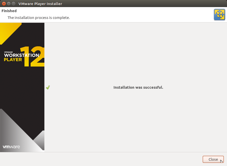 Installing VMware Workstation Player 12 for openSUSE - Success