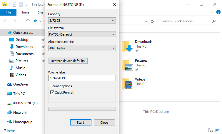 Burning Ubuntu 15.10 Wily ISO to Bootable USB Stick on Windows 10 - Formatting USB Drive