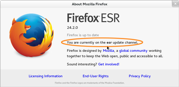 Install the latest Firefox ESR on Linux Mint Mate 13-Maya/14-Nadia/15-Olivia/16-Petra - About Firefox ESR