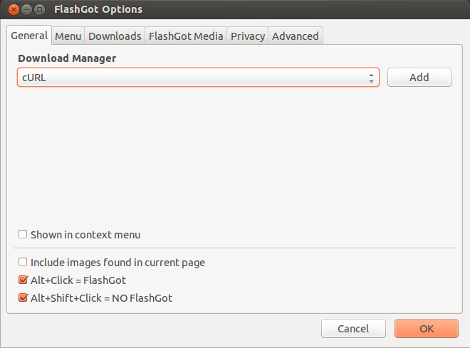 FlashGot Setting Download Manager