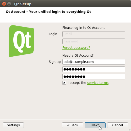 How to Install QT5 and Qt Creator on Elementary OS - account setup