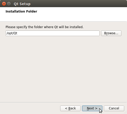 How to Install QT5 and Qt Creator on LXLE Linux - set installation folder