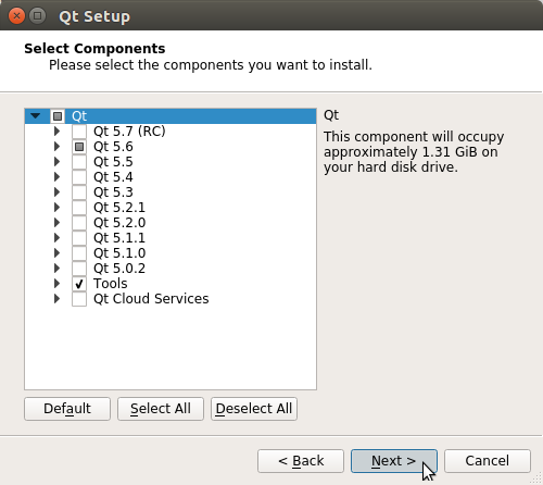 How to Install QT5 and Qt Creator on Ubuntu 19.04 Disco - select components