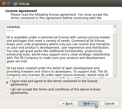 How to Install QT5 and Qt Creator on Ubuntu 19.04 Disco - license agreement