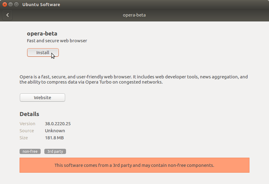 Install Opera 94+ for Ubuntu 16.04 Xenial - Installing