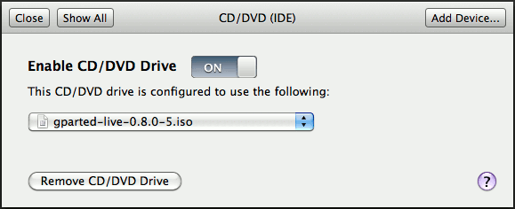 VMWare Fusion Select the Needed CD/DVD