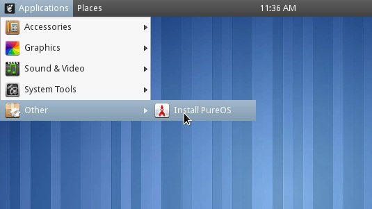 Start Linux PureOS 7.0 GNOME Installation