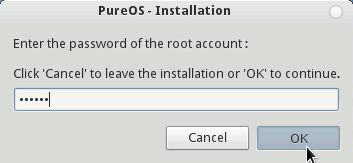Linux PureOS 7.0 GNOME Installation Set Root Account Pass