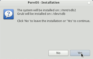 Linux PureOS 7.0 GNOME Installation Start Installation
