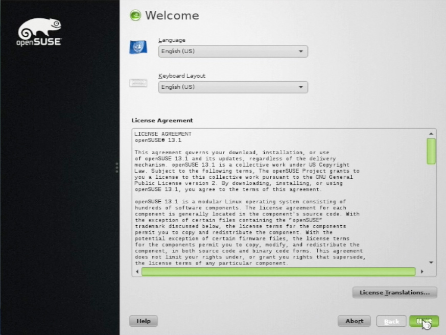 Install openSUSE 13.X KDE on VMware Fusion 6 Steps - Language and Keyborad Layout