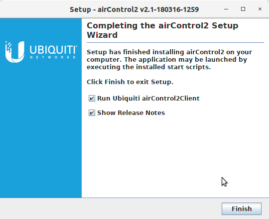 How to Install airControl on Ubuntu 18.10 Cosmic - Completing Setup Wizard