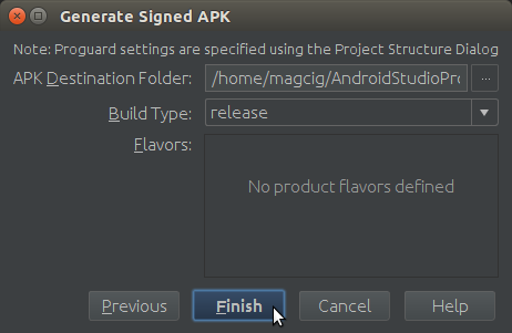 Android Studio App Destination Folder