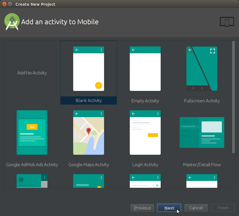 Android Studio How to Create a New Android Project - Add an Activity