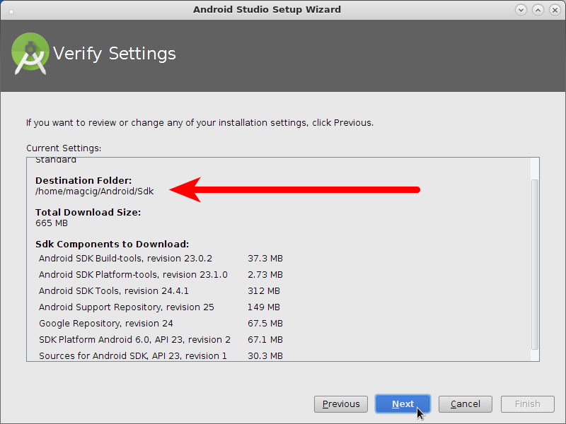 Android Studio Quick Start for Linux - verify settings