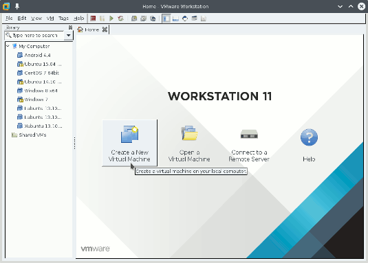 Android Installation on VMware Workstation Linux - Create a New VM