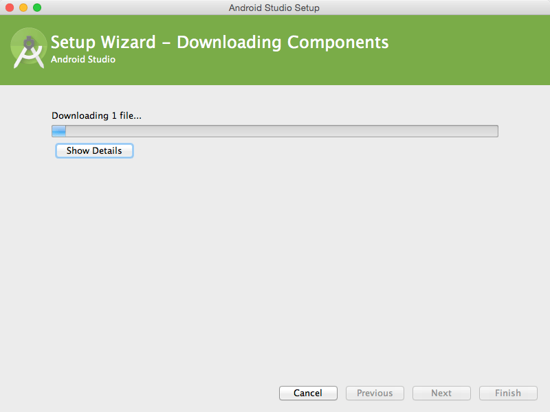 Android Studio IDE Quick Start for macOS - download install components