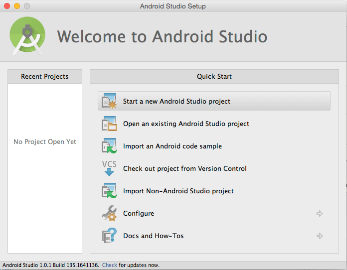 Android App Hello World on Android Studio IDE for macOS - Create New Android Studio Project