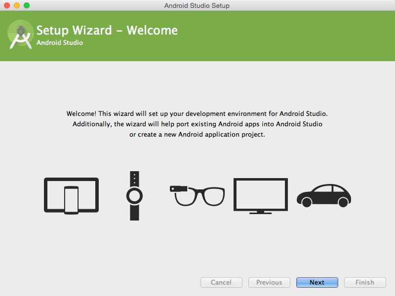 Getting-Started with Android Studio App Development on macOS - Config Wizard