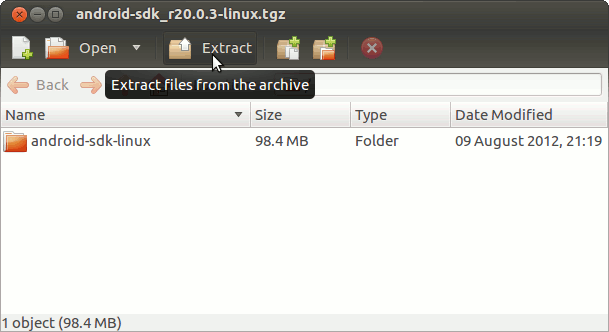 Install Android SDK Tools on Ubuntu 12.04 Precise LTS 64-bit - Extract Android SDK