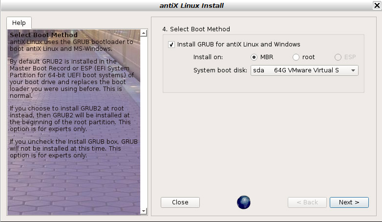 How to Install antiX 17 on VMware Workstation Step by Step - Install GRUB MBR