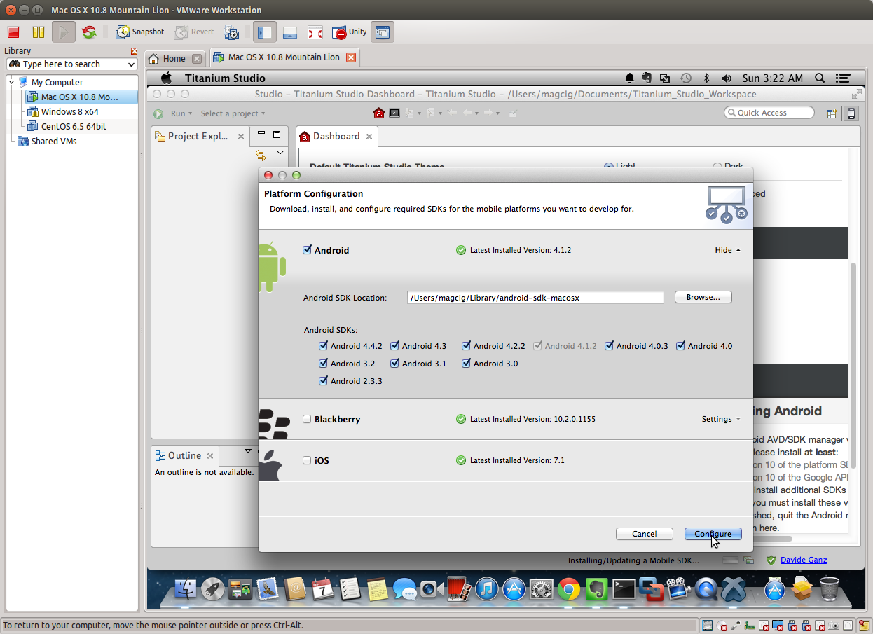 Appcelerator Titanium Studio Getting-Started on openSUSE - Installing Multiples Android SDKs Versions