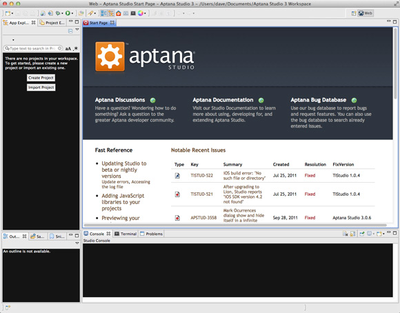 Install Aptana Studio 3 on macOS 10.9 Mavericks - Mac Aptana Studio 3 IDE GUI