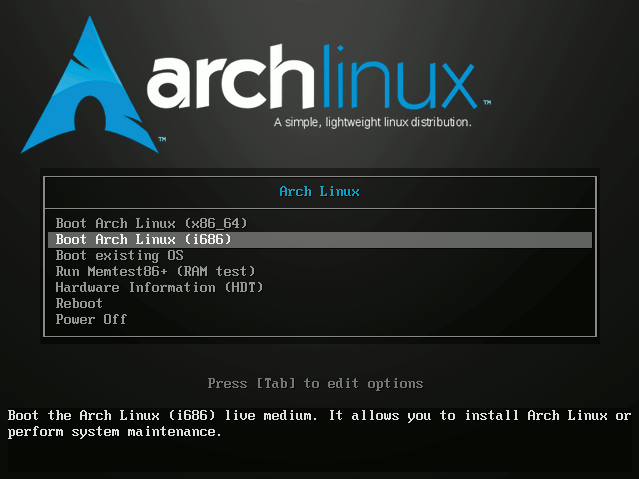 Arch Linux 2012 Installation Steps - Booting Screen