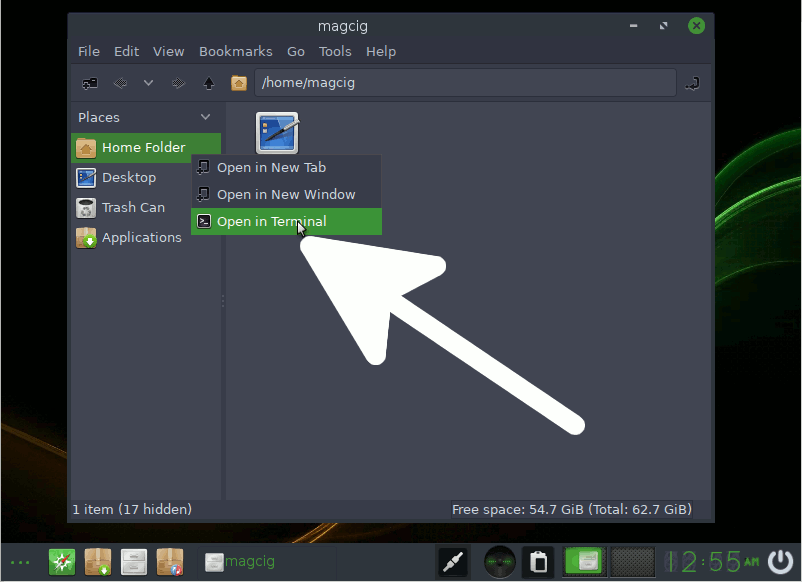 How to Install Flatpak on Bodhi Linux 5 - Open Terminal on Home