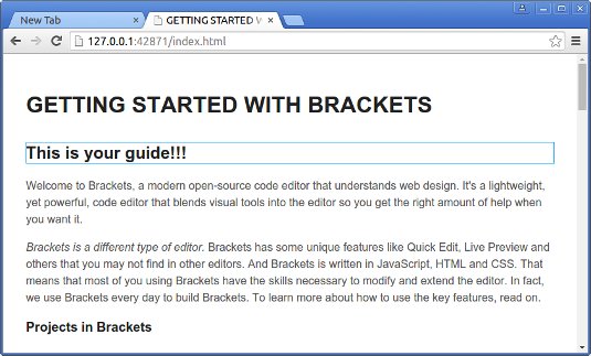 Brackets openSUSE Installation Guide - live preview working on Chrome