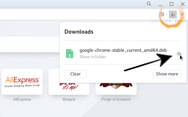 Opera Access Downloads Folder on GNU/Linux Desktops - Opera Bottom Bar Show in Folder