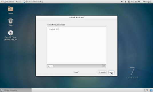 Install CentOS 7 GNOME on VirtualBox - Select Input Source