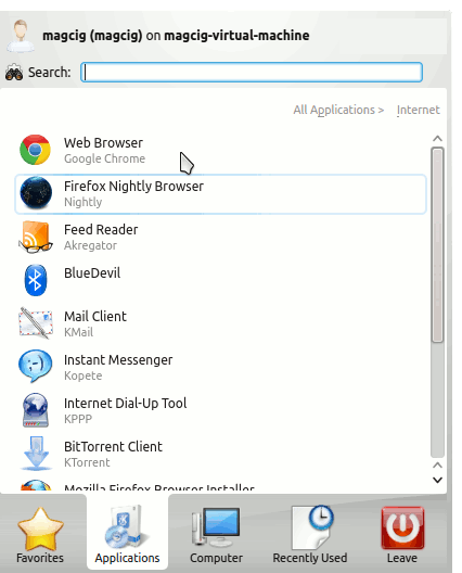 Installing Chrome Kubuntu KDE Applications - Menu