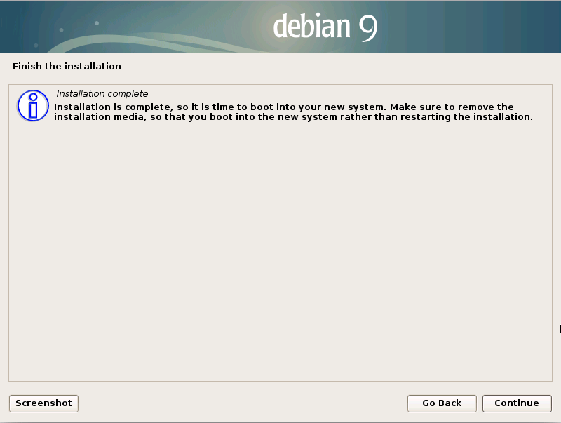 Installing Debian Stretch 9 on a VMware Fusion VM - finishing installation