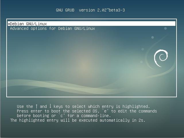 Installing Debian Stretch 9 on a VMware Fusion VM - grub splash
