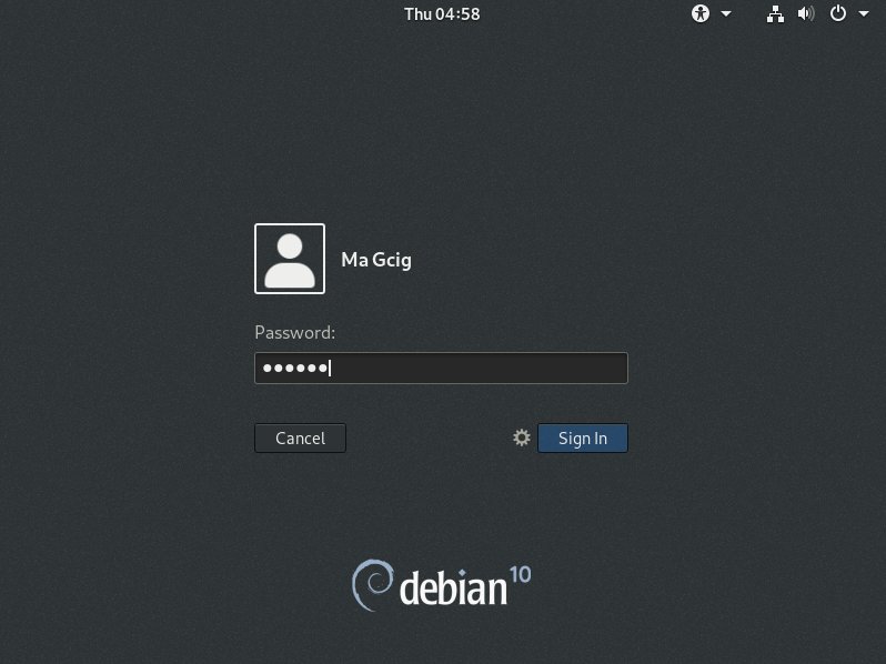 Installing Debian Buster 10 on a VMware Workstation VM - login
