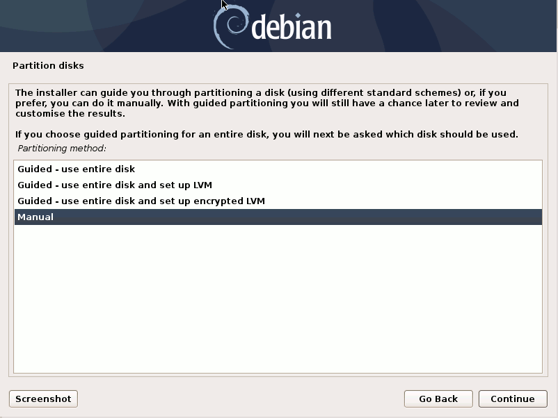 Debian Buster Manual Partitioning Easy Guide - Manual