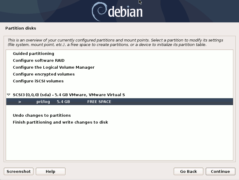 Debian Buster Manual Partitioning Easy Guide - Free space