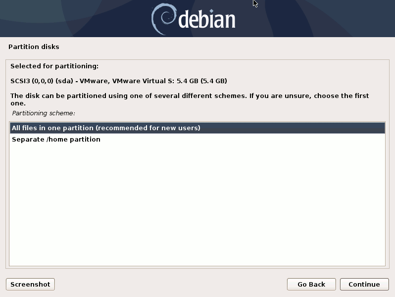 Debian Buster Manual Partitioning Easy Guide - All Files in One Partition